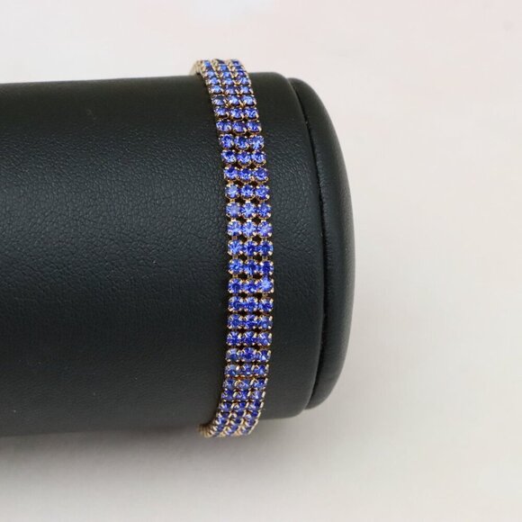 "Rose Gold Wide Bracelet with Blue Stones, XPBL0785 - Picture 7 of 12